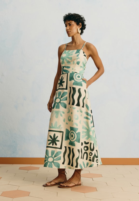 Vestido Midi Estampado Vidralia Vista Frontal