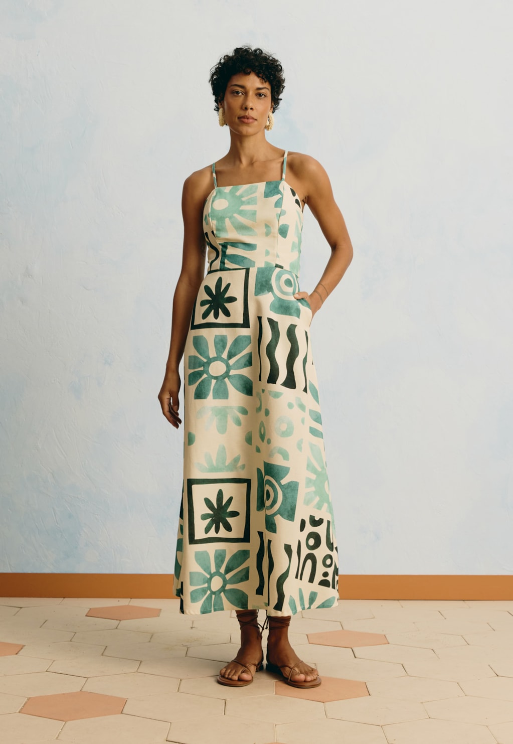 Vestido Midi Estampado Vidralia