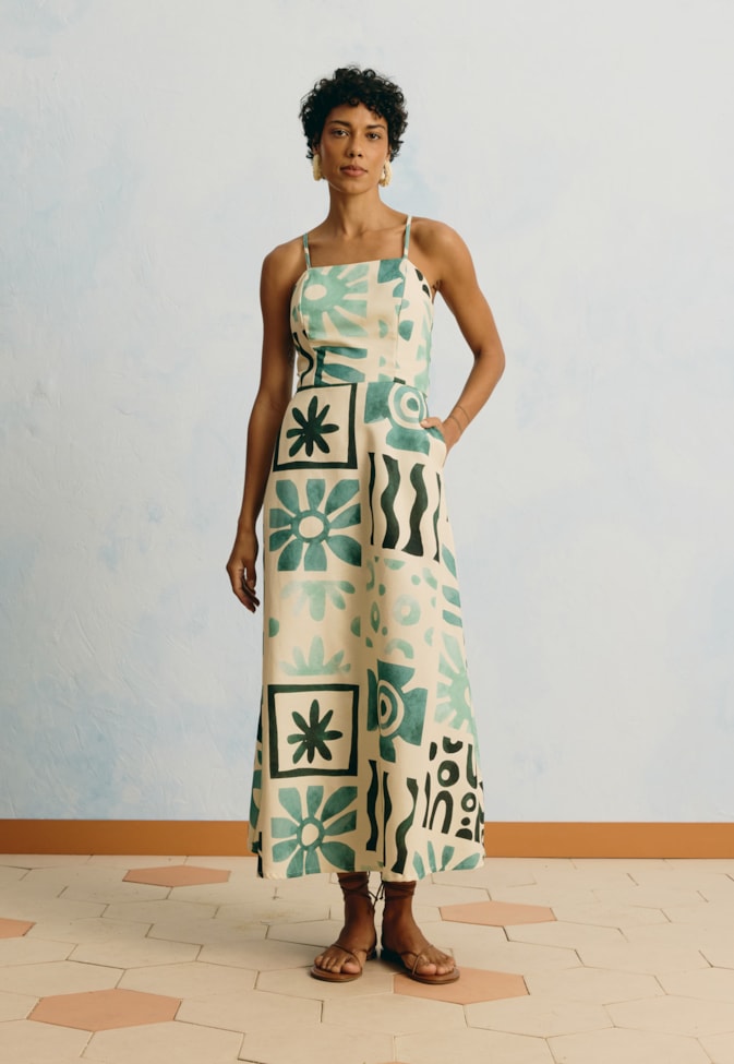 Vestido Midi Estampado Vidralia