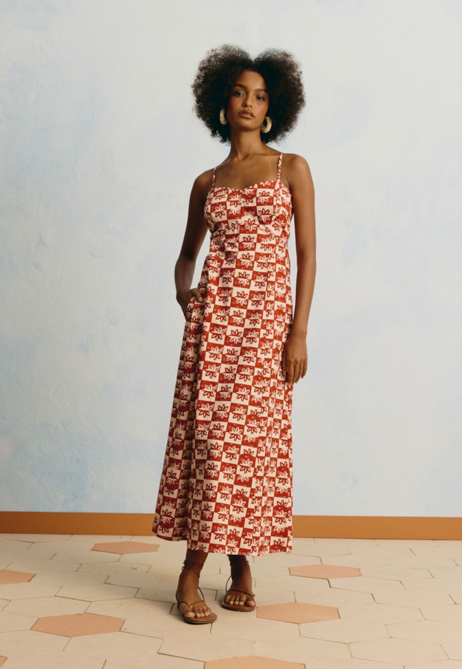 Vestido Midi Estampado Vila Rubia
