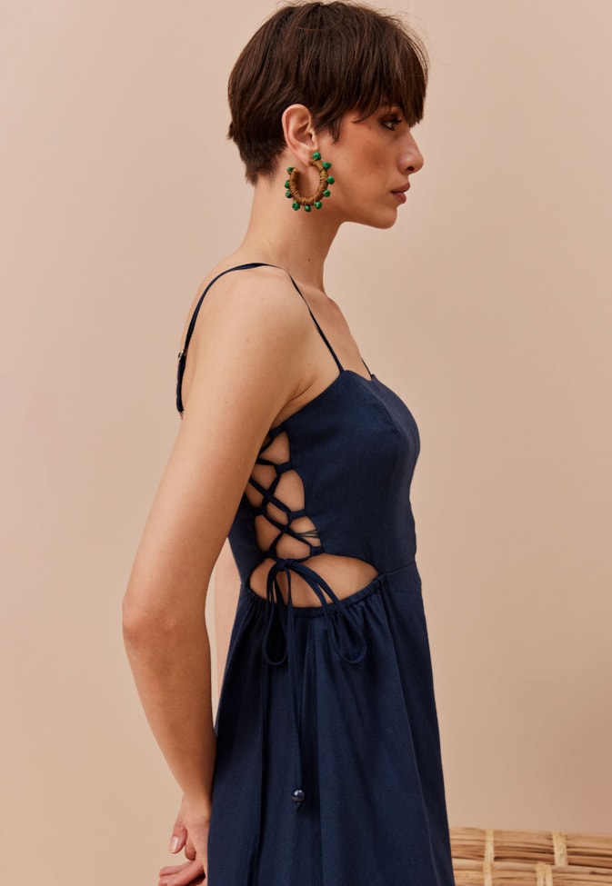 Vestido Midi Lace Up Lateral