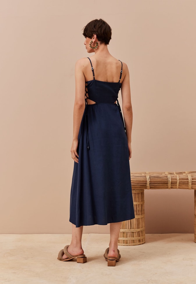 Vestido Midi Lace Up Lateral