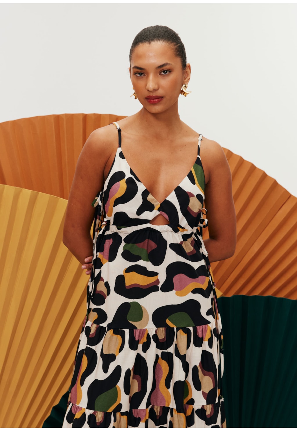 Vestido Midi Laços Estampado Kizumba