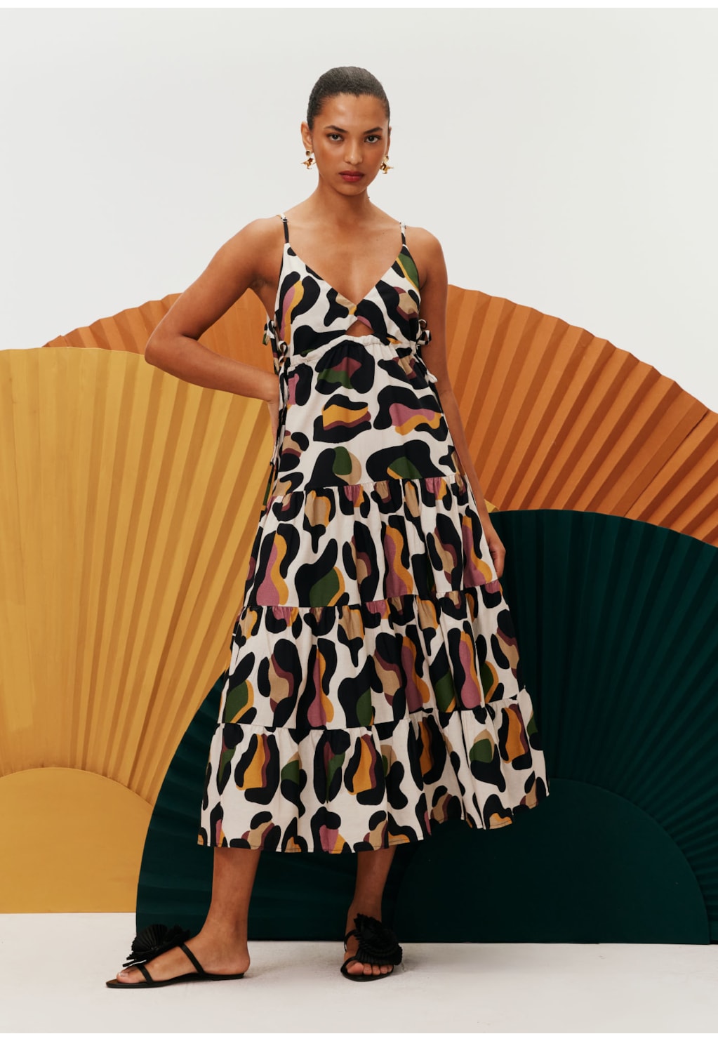 Vestido Midi Laços Estampado Kizumba