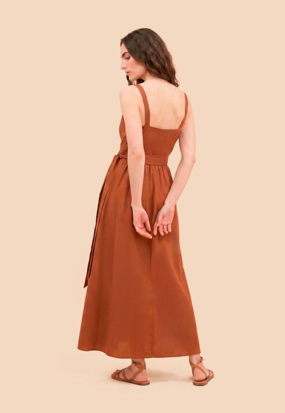 Vestido Midi Liso  Vista Traseira