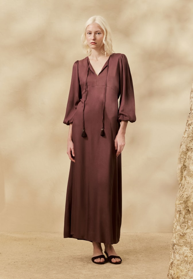 Vestido Midi Liso Bata