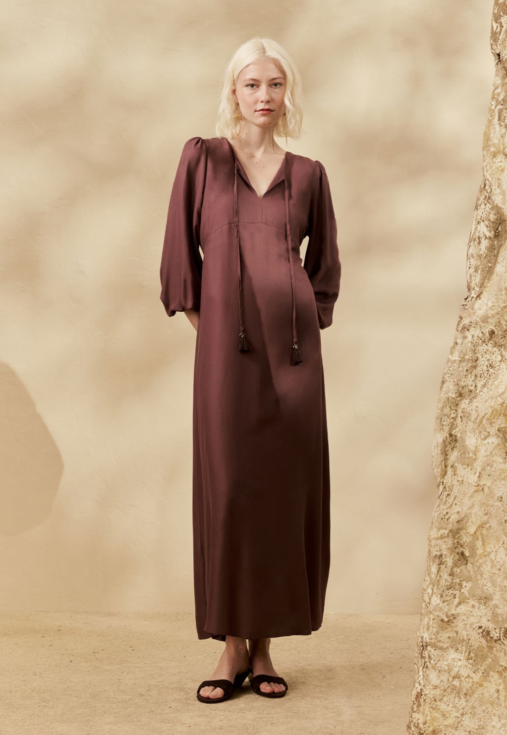 Vestido Midi Liso Bata