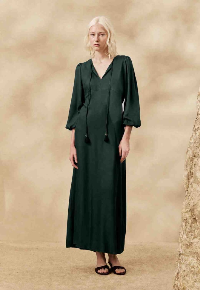 Vestido Midi Liso Bata
