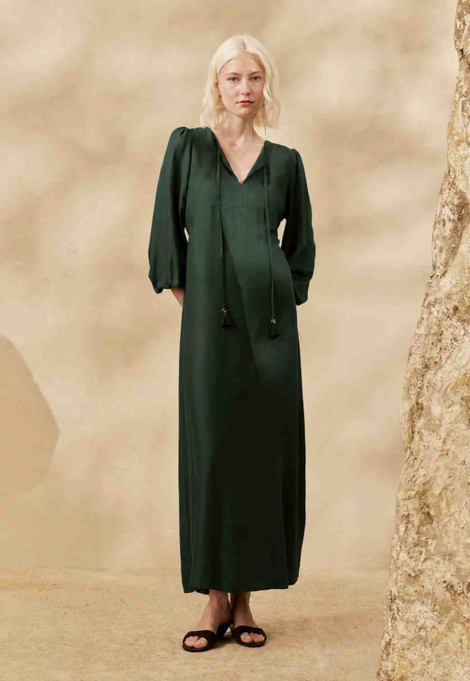 Vestido Midi Liso Bata