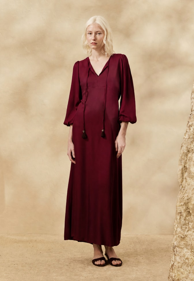 Vestido Midi Liso Bata