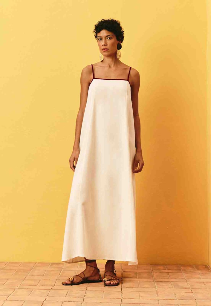 Vestido Midi Liso Bicolor