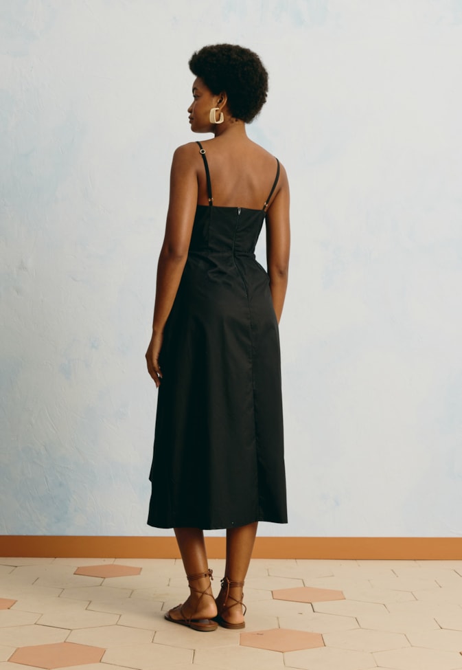 Vestido Midi Liso Botão Orgânico