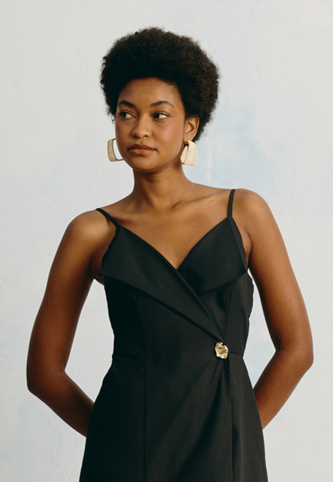 Vestido Midi Liso Botão Orgânico