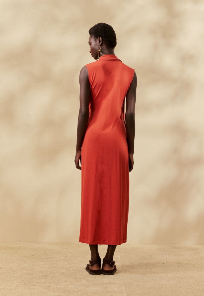Vestido Midi Liso Colete Amarração