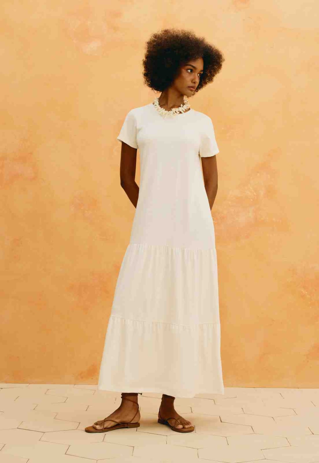 Vestido Midi Liso T-Shirt Camadas