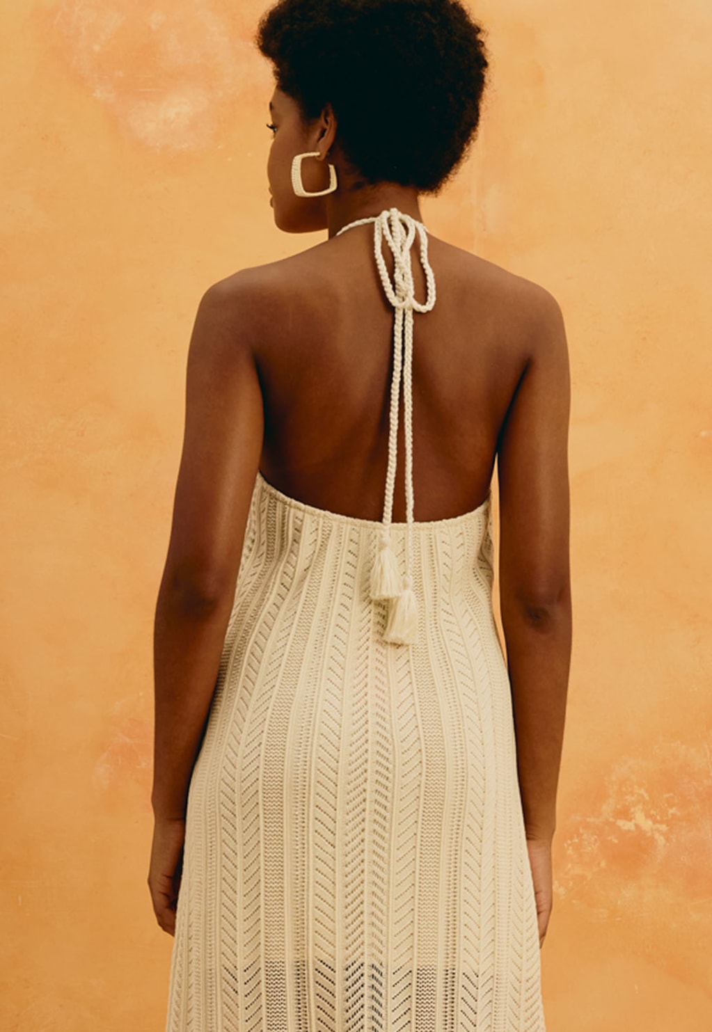 Vestido Midi Liso Tricot Rendado