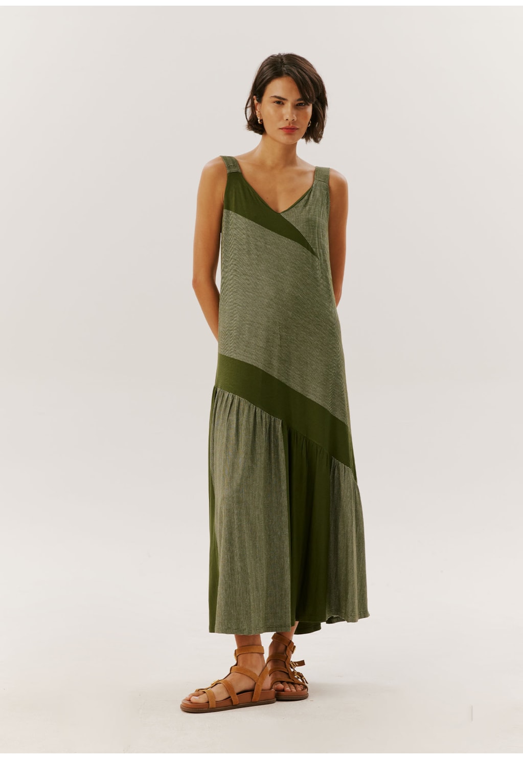 Vestido Midi Malha Alça Larga