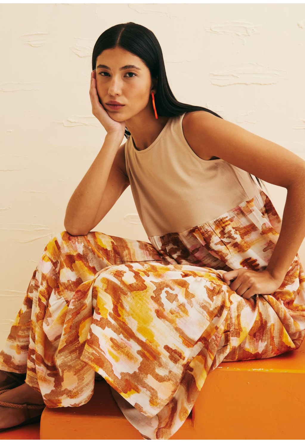 Vestido Midi Malha Estampado Ica