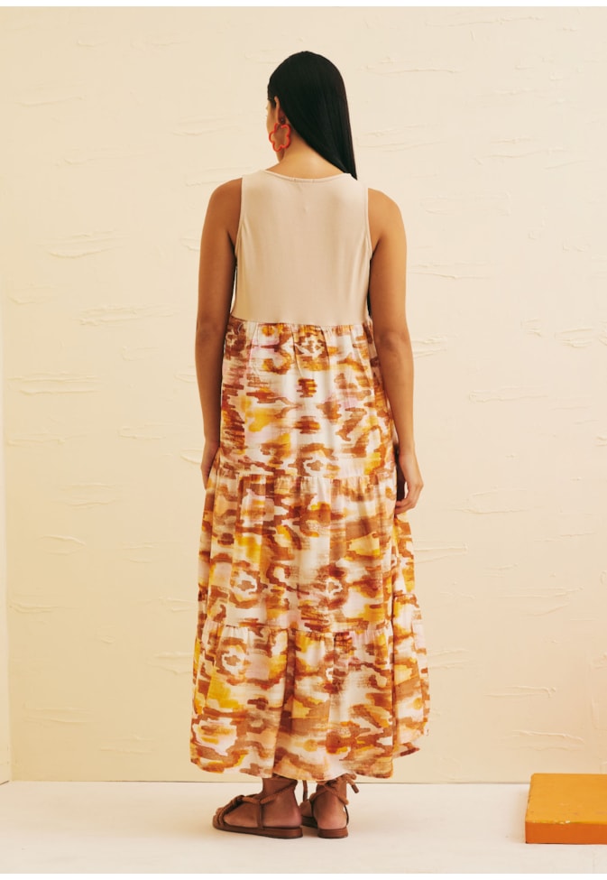 Vestido Midi Malha Estampado Ica