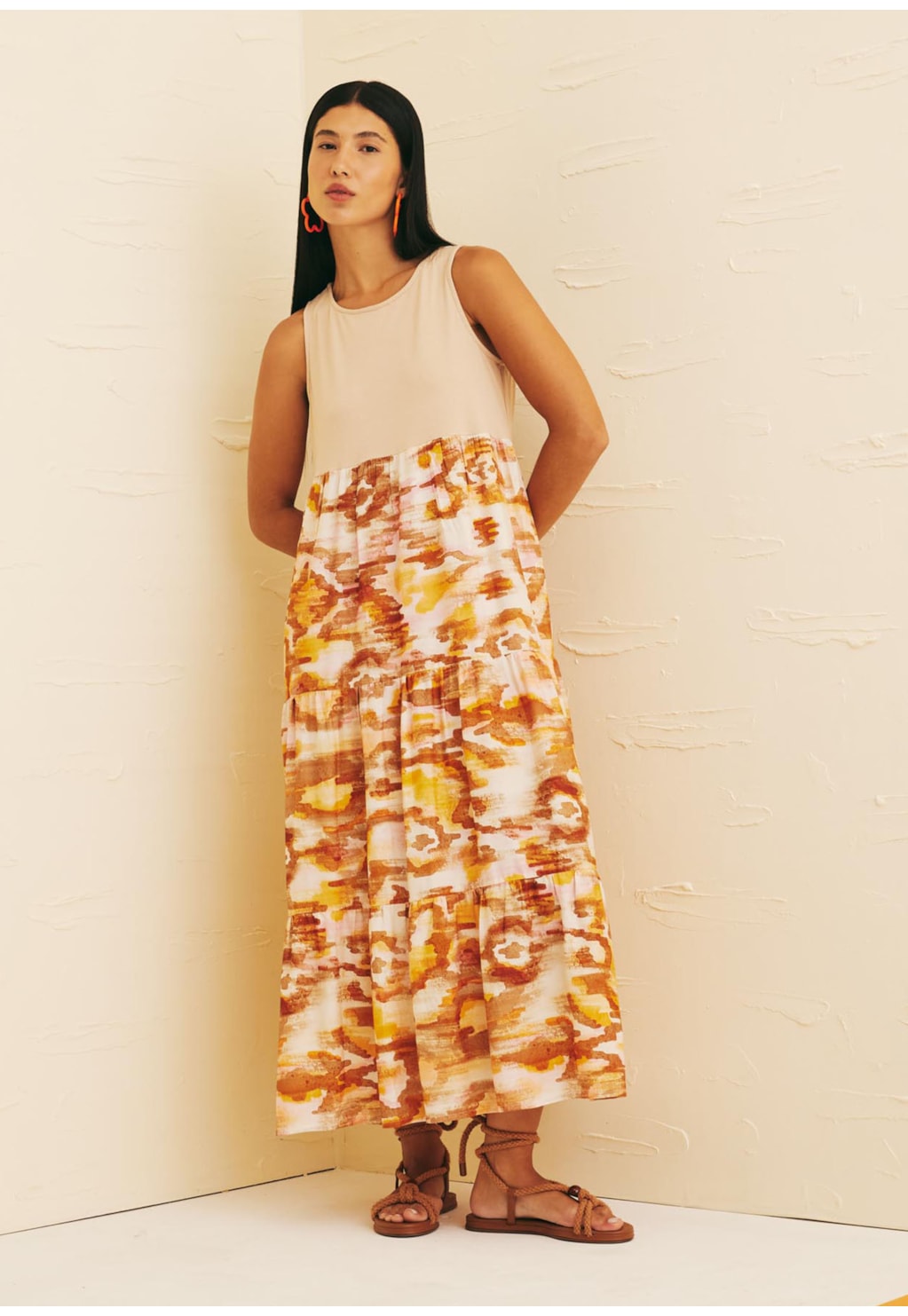 Vestido Midi Malha Estampado Ica