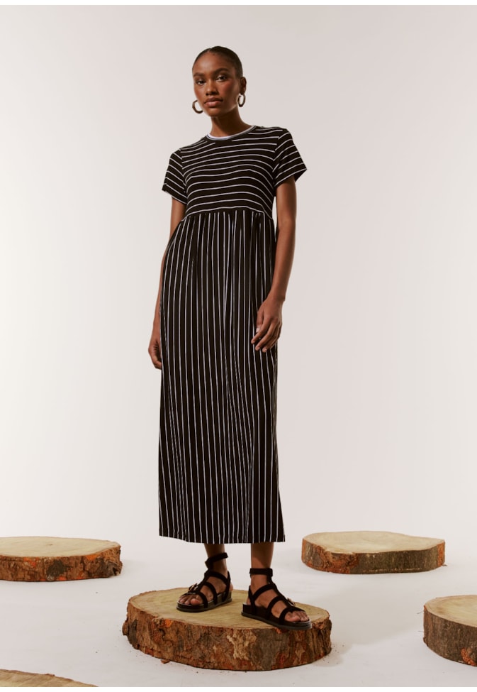 Vestido Midi Malha Listrado