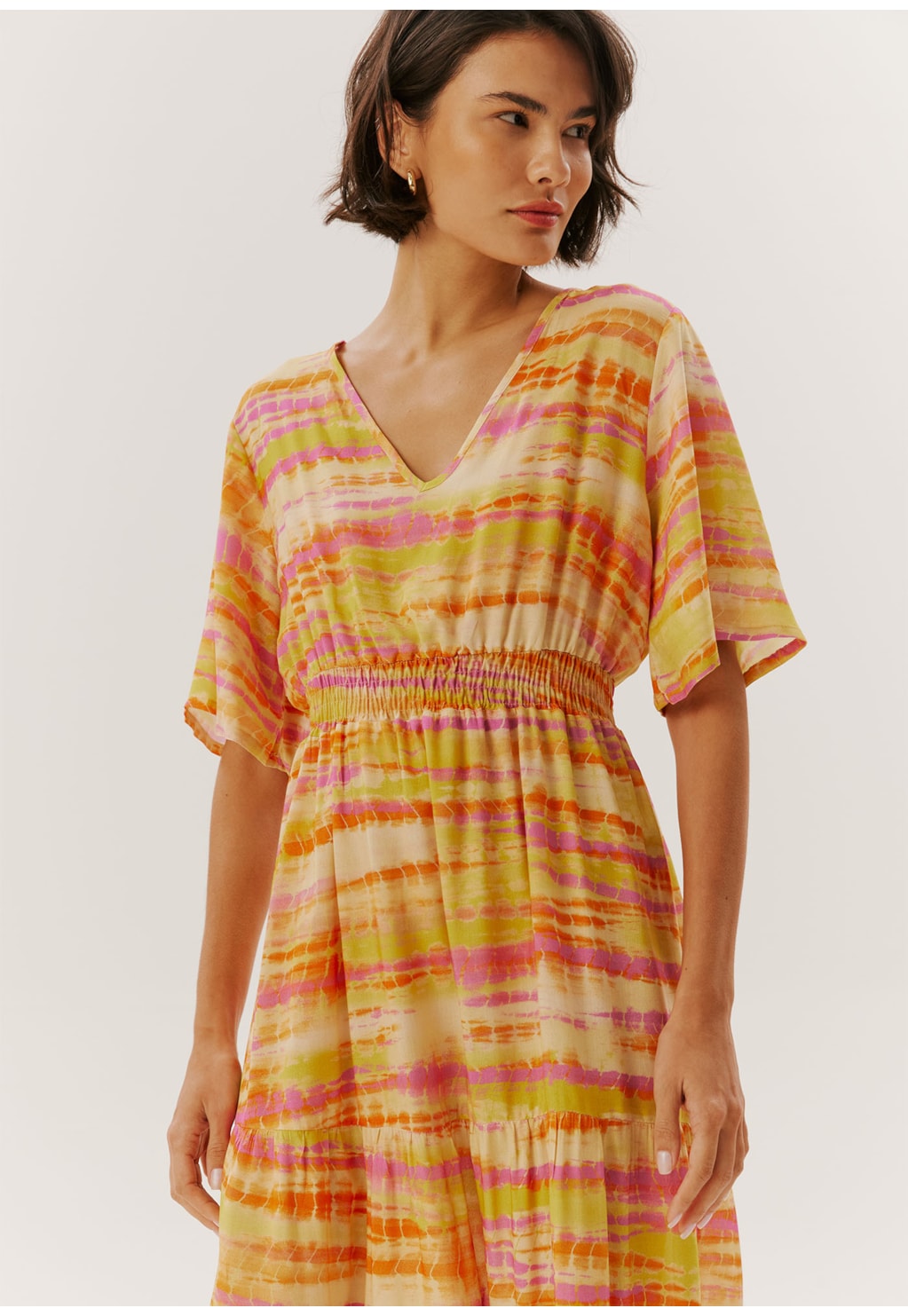 Vestido Midi Manga Estampado Honduras