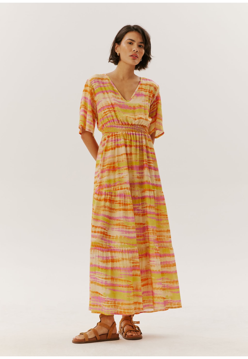 Vestido Midi Manga Estampado Honduras