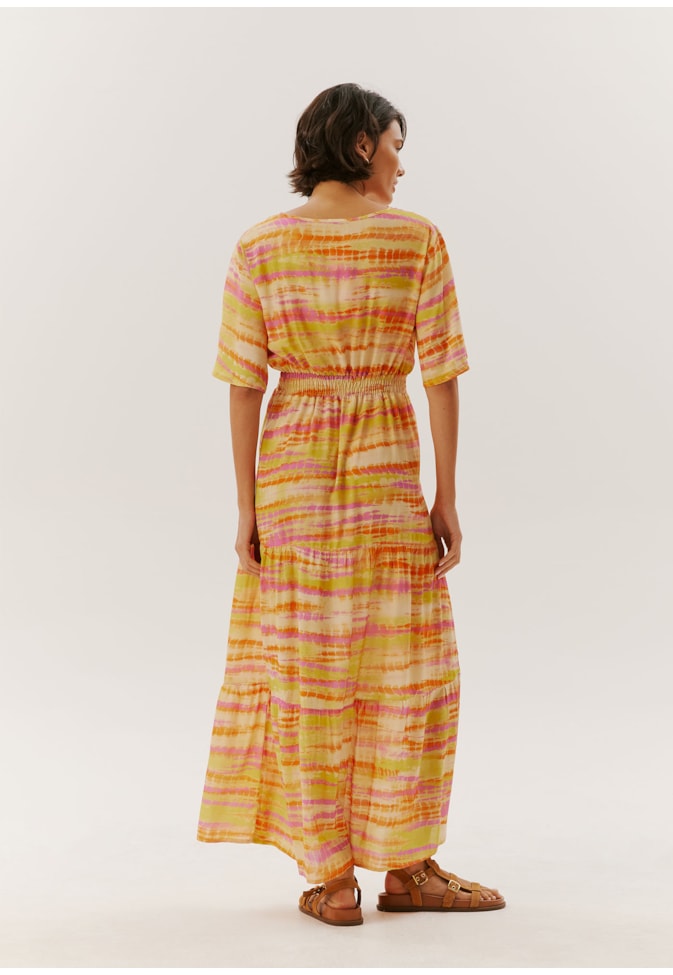 Vestido Midi Manga Estampado Honduras