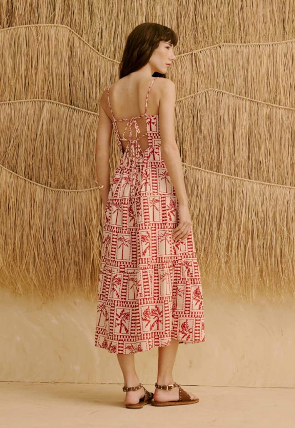 Vestido Midi Marias Estampado Yura Vista Traseira