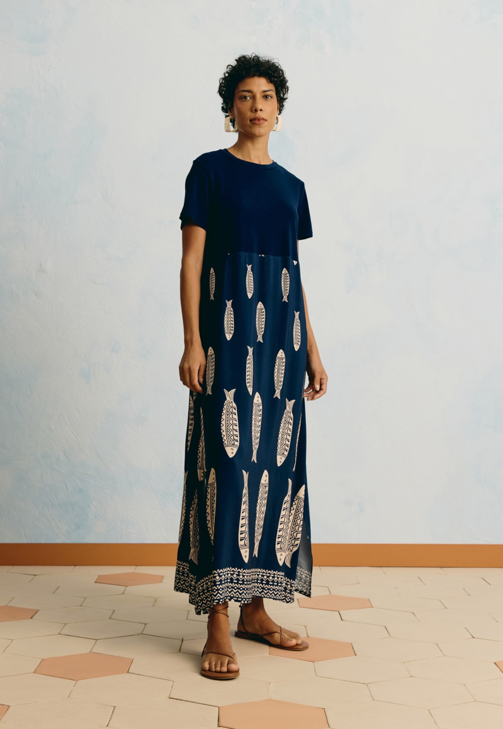 Vestido Midi Mix Estampado Cayma