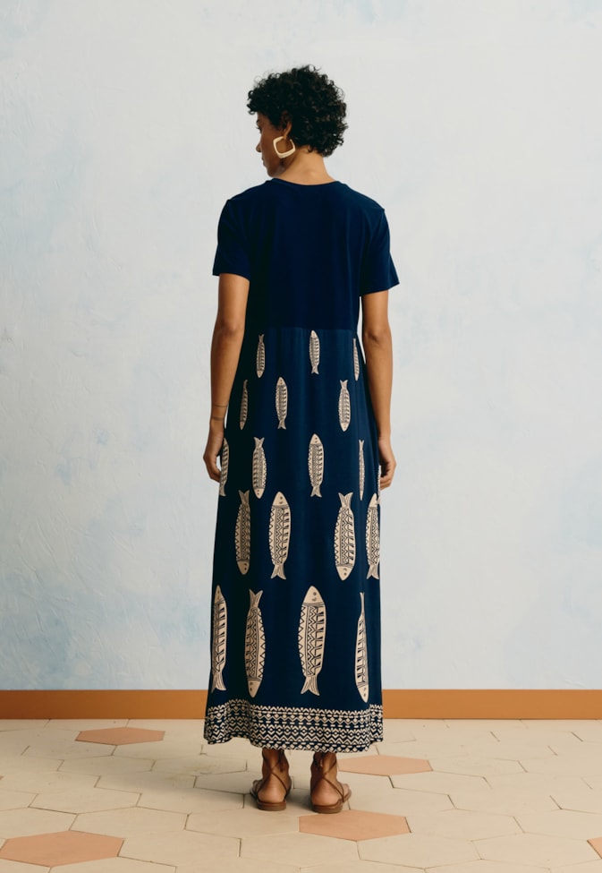 Vestido Midi Mix Estampado Cayma