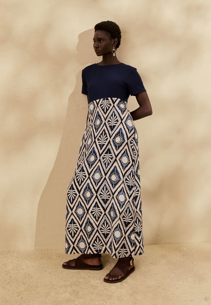 Vestido Midi Mix Estampado Inti