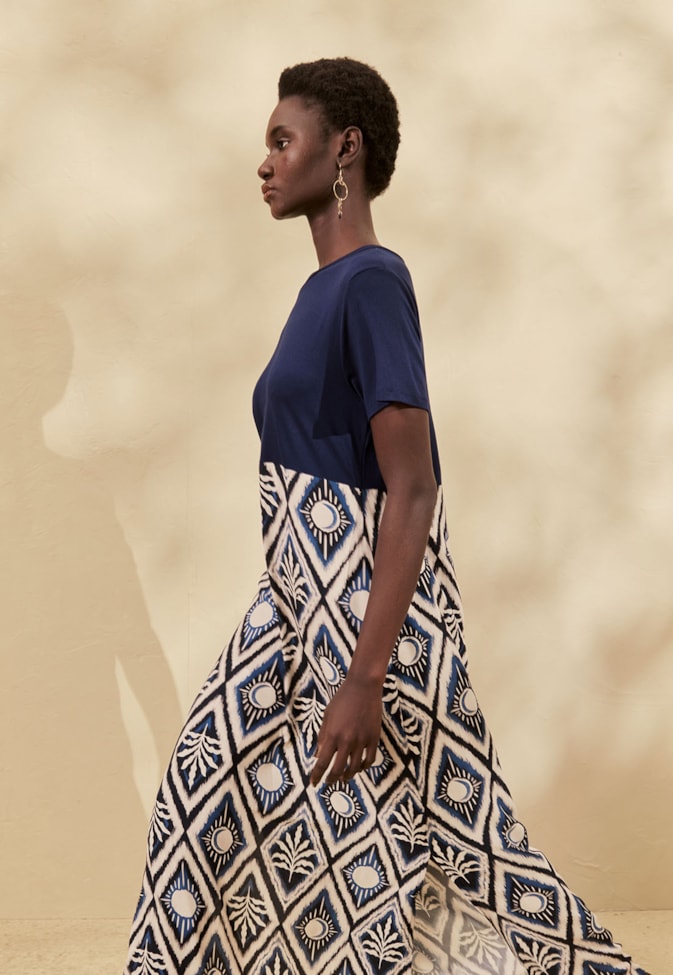 Vestido Midi Mix Estampado Inti