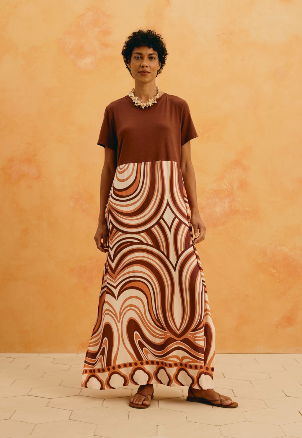 Vestido Midi Mix Estampado Las Murallas