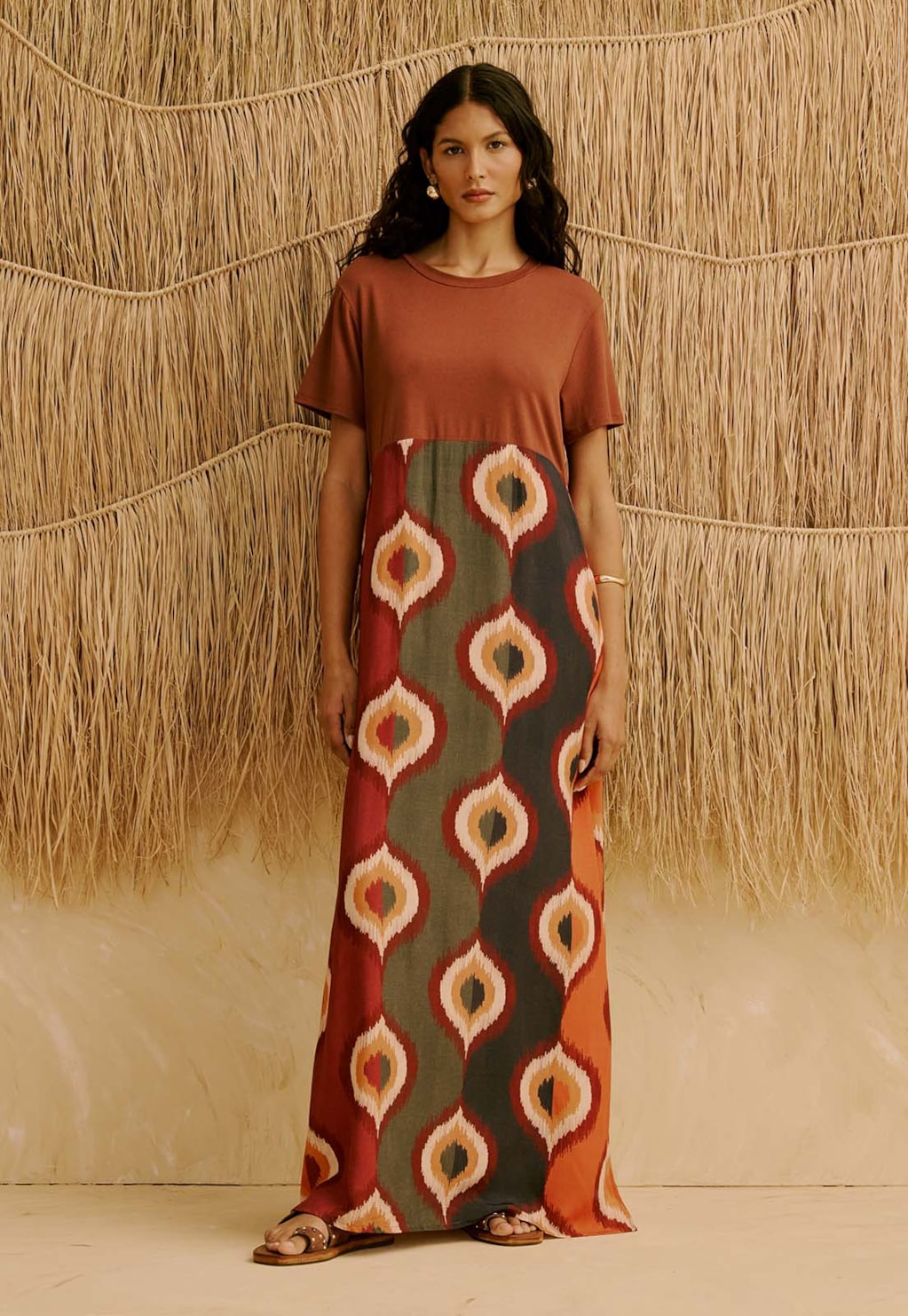 Vestido Midi Mix Estampado Taquile