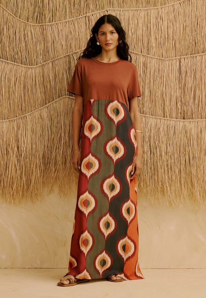 Vestido Midi Mix Estampado Taquile