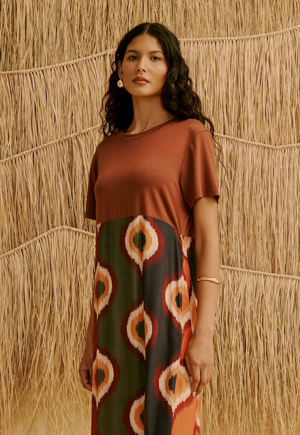 Vestido Midi Mix Estampado Taquile