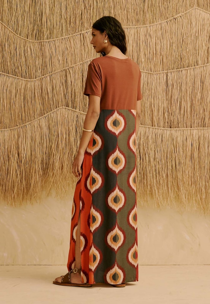 Vestido Midi Mix Estampado Taquile