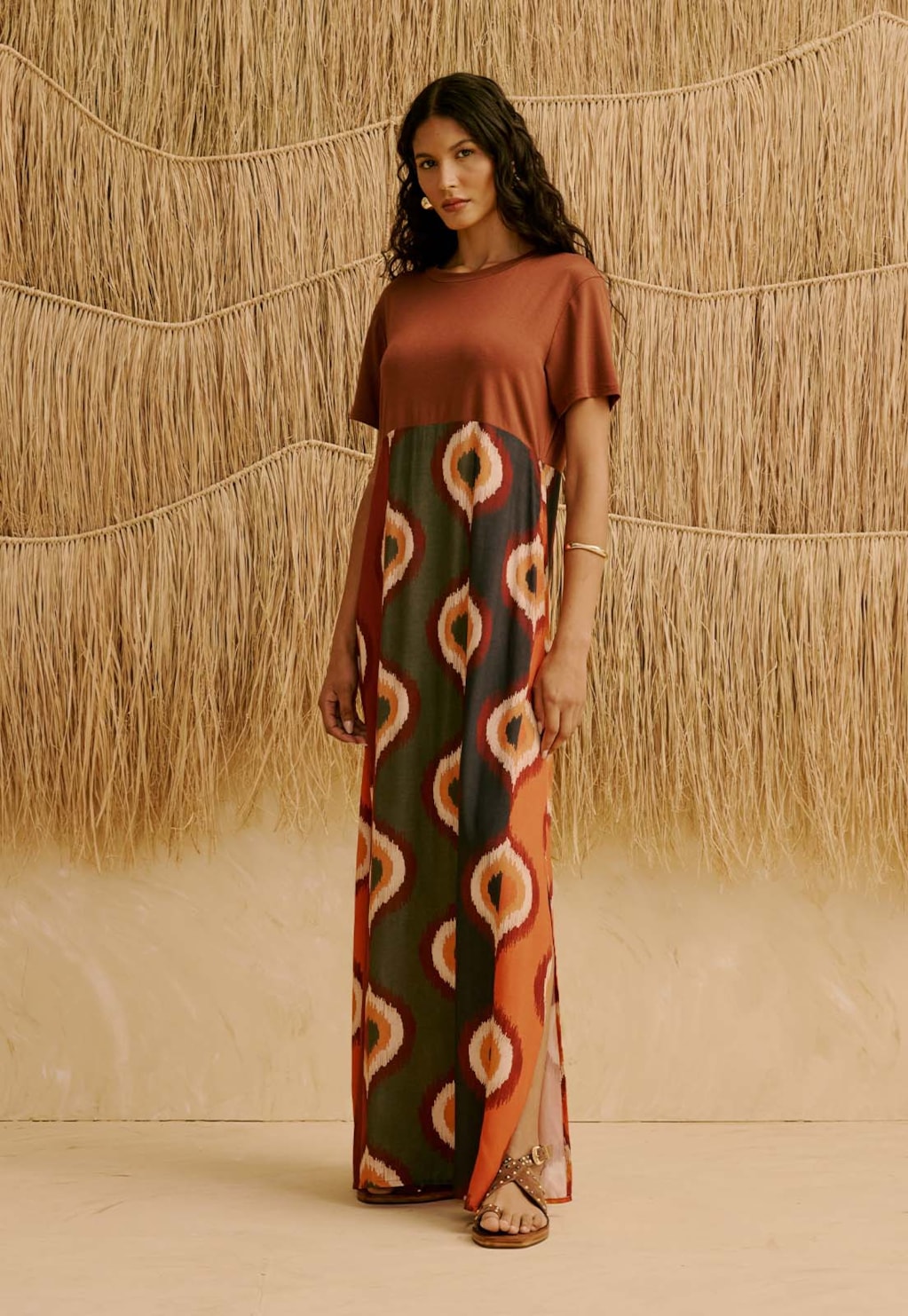 Vestido Midi Mix Estampado Taquile