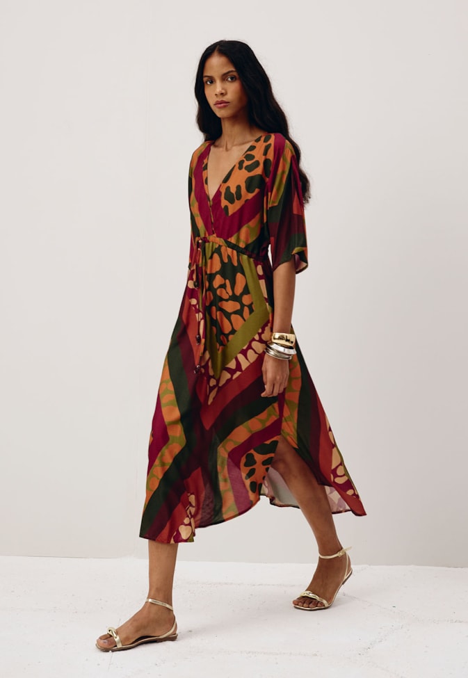 Vestido Midi Mônica Estampado Leon