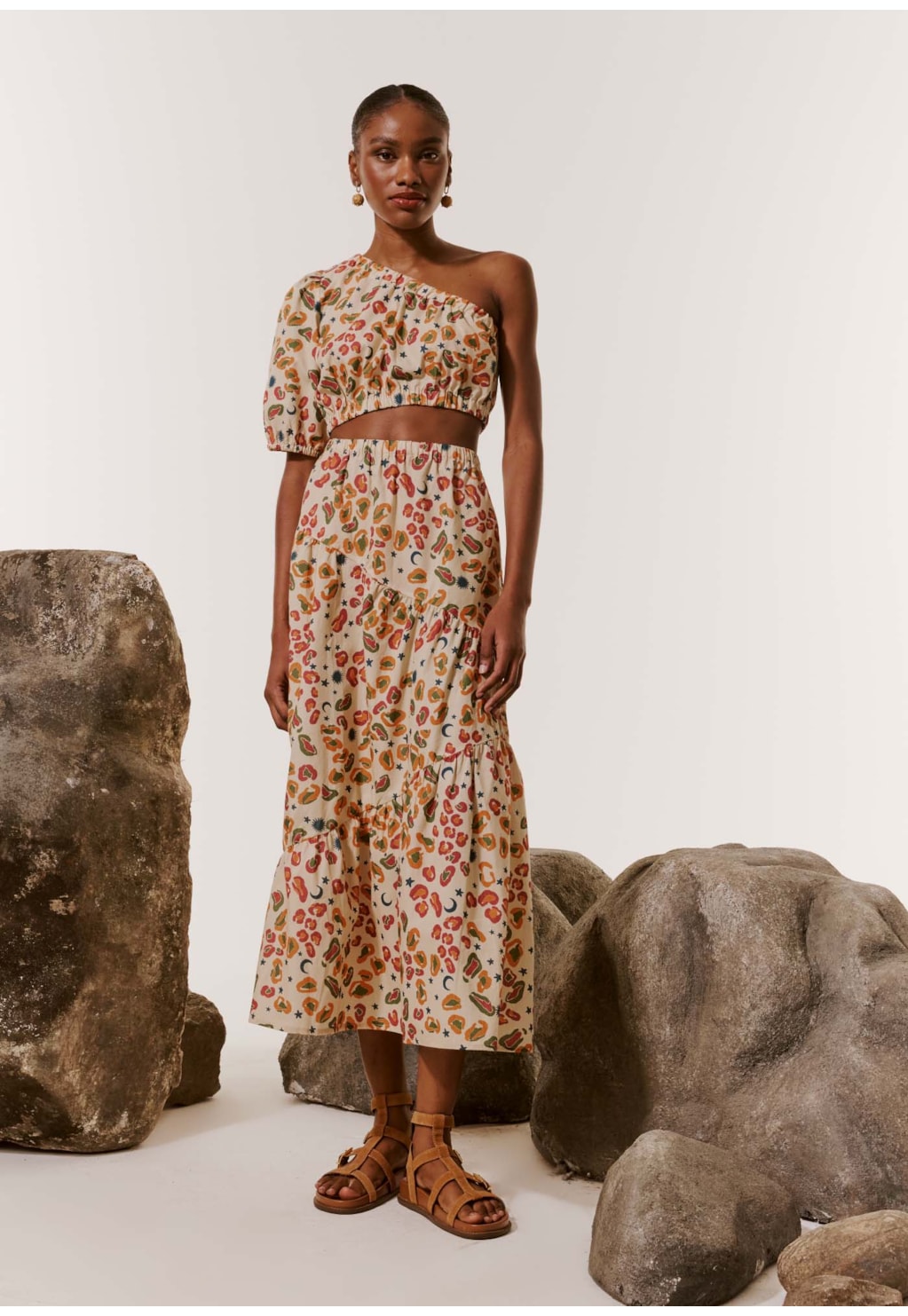 Vestido Midi Ombro Só Estampado Onça Pintada