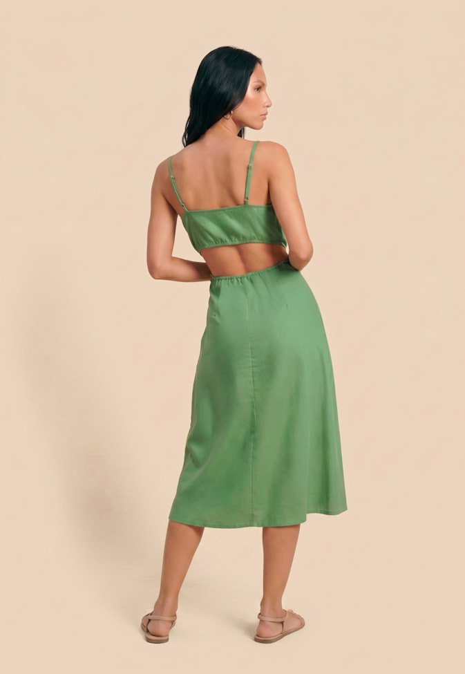 Vestido Midi Pala Elástico Costas