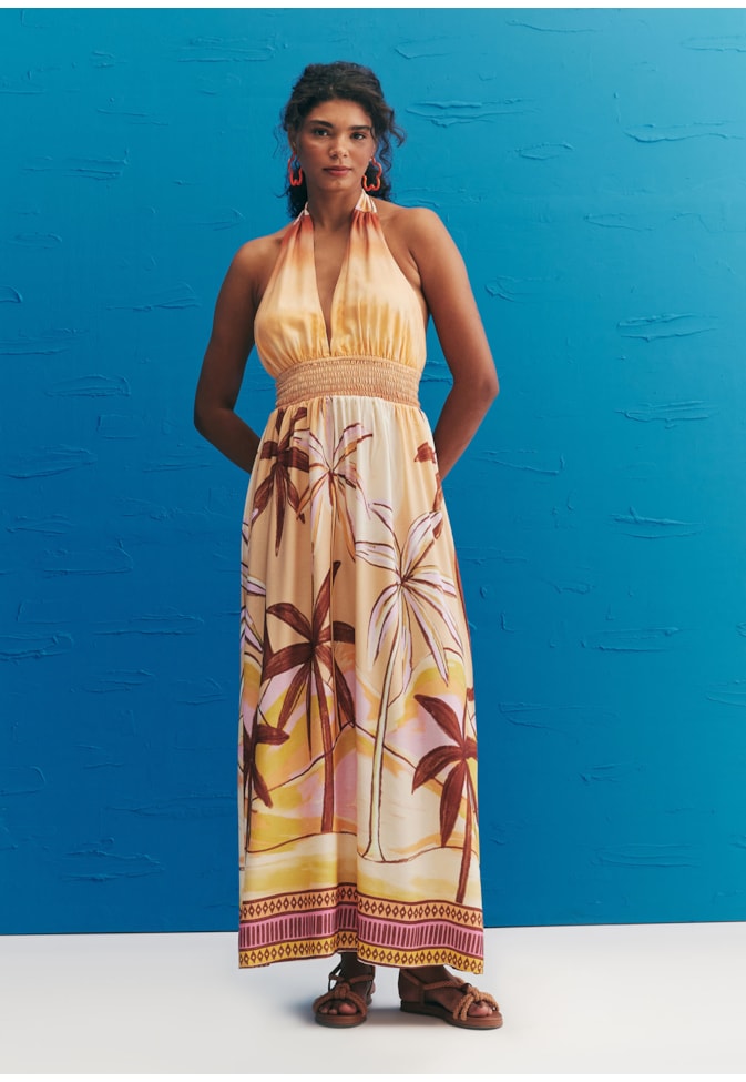 Vestido Midi Pala Lastex Estampado El Coquito