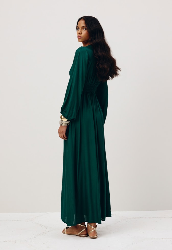 Vestido Midi Pala Manga Bufante