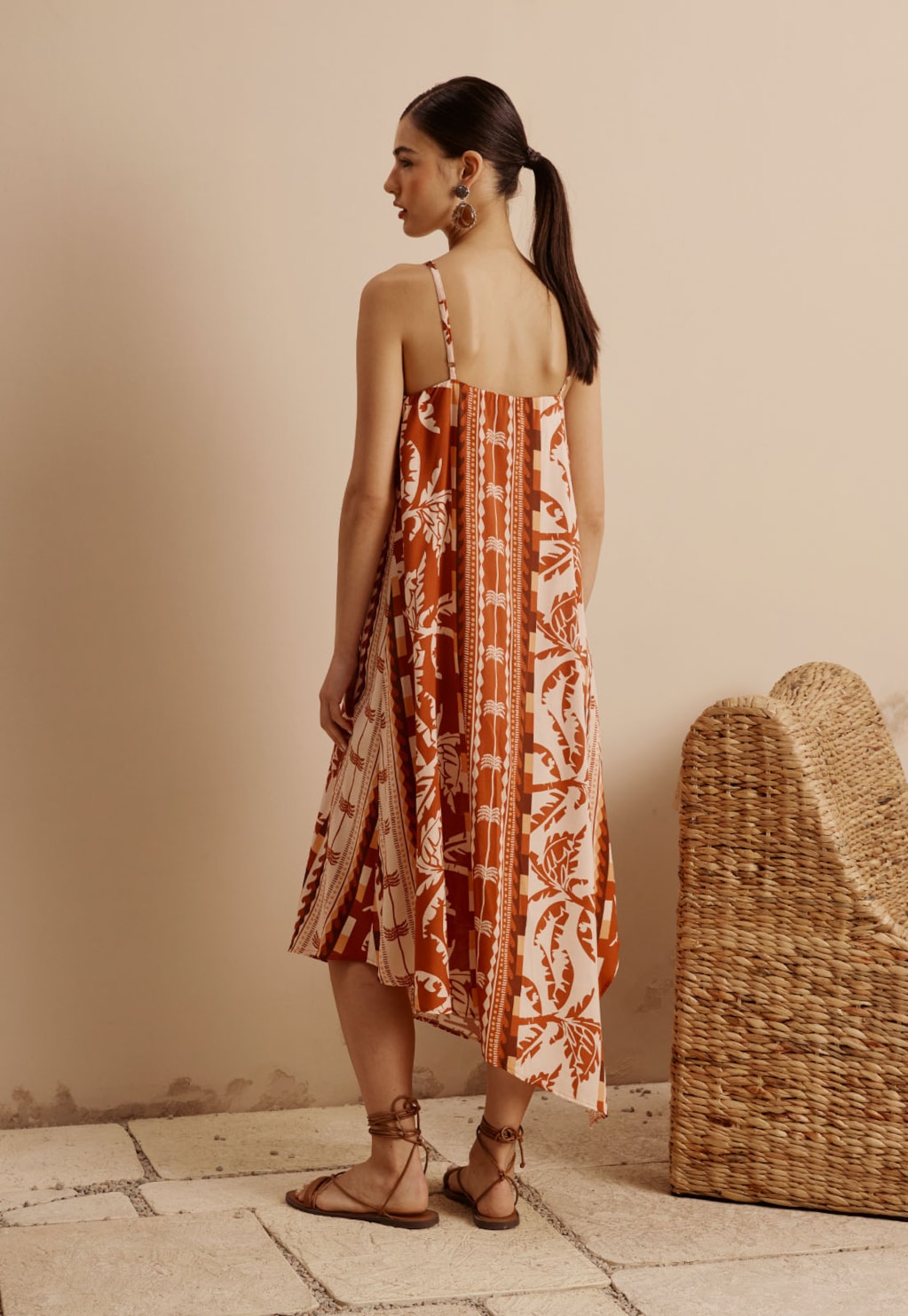 Vestido Midi Ponta Estampado Uruará