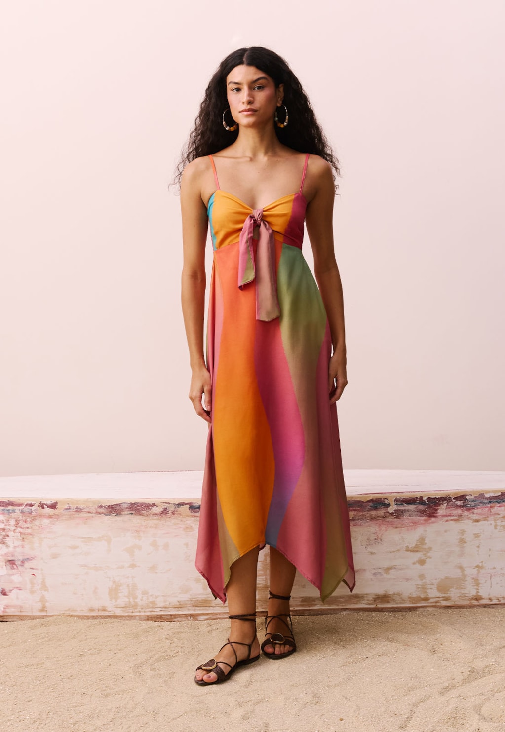 Vestido Midi Pontas Estampado Ponta do Cururu