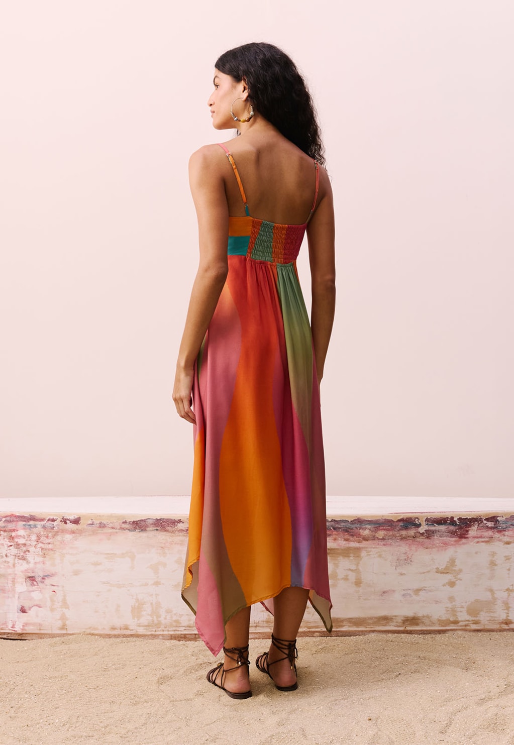 Vestido Midi Pontas Estampado Ponta do Cururu