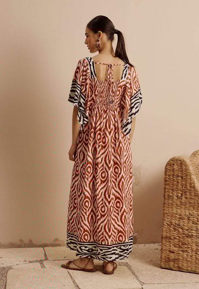 Vestido Midi Ponteira Estampado Arumã