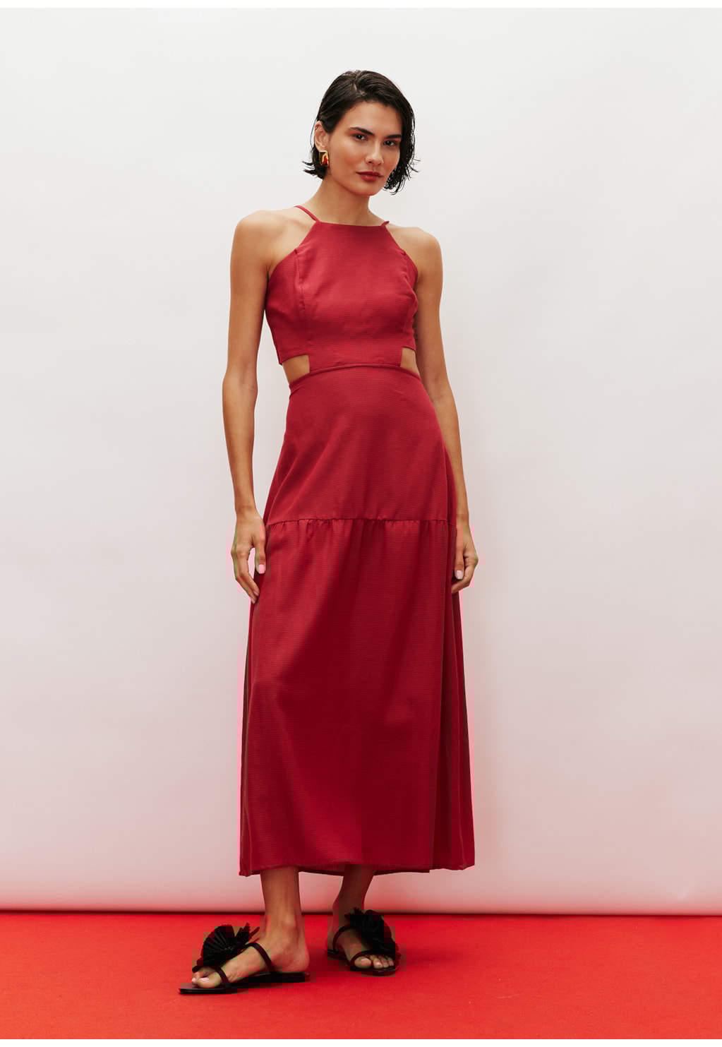 Vestido Midi Recorte Lateral