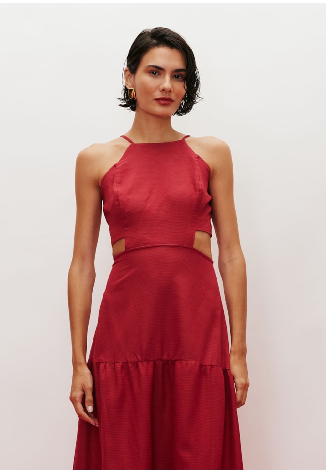 Vestido Midi Recorte Lateral